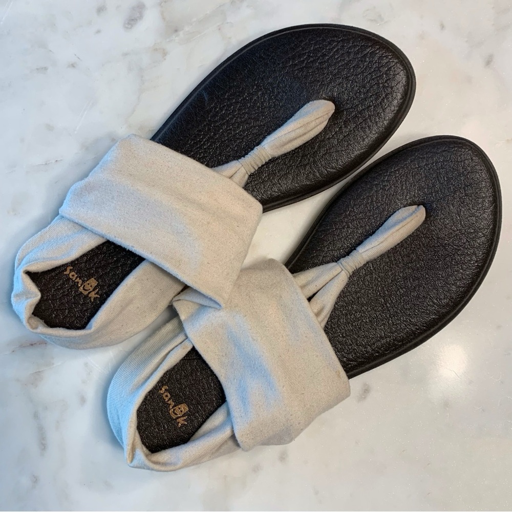 Sanuk Yoga Sling 2 Flip Flop Sandals, Light Natural, Size 8